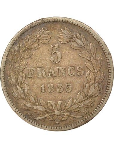 Louis-Philippe Ier Tr. en Relief 5 francs Argent 1835 M Toulouse