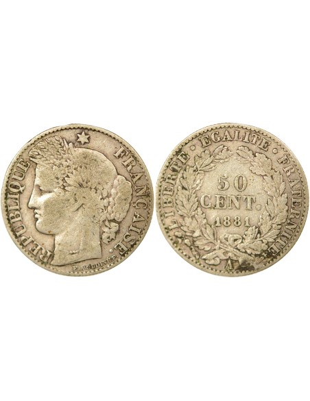 IIIe République 50 centimes Argent 1881 A - Paris