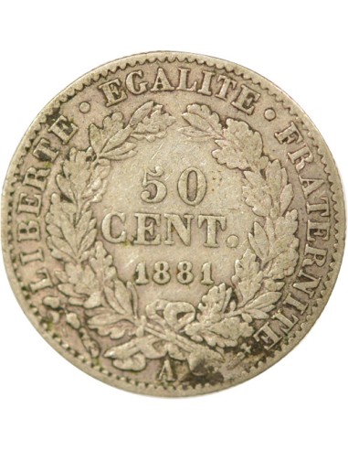 IIIe République 50 centimes Argent 1881 A - Paris