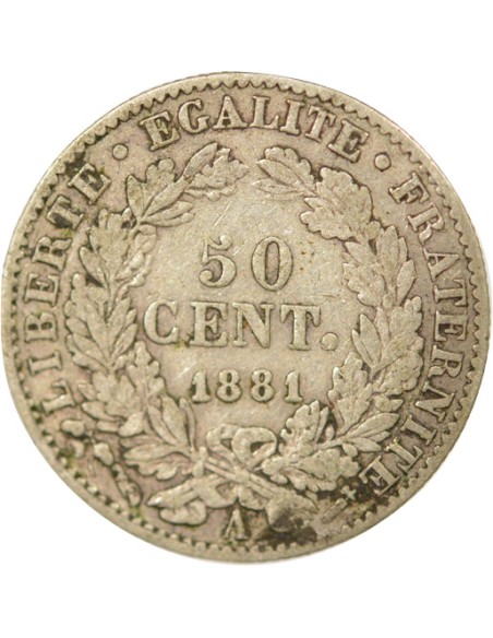IIIe République 50 centimes Argent 1881 A - Paris
