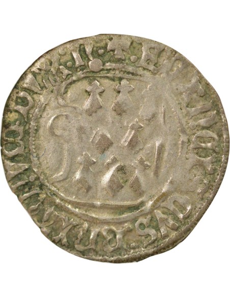 Duché de Bretagne François II de Bretagne A la Targe 1 blanc Billon 1458-1488 T Nantes