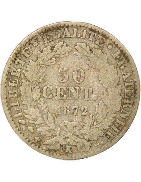 IIIe République 50 centimes Argent 1872 K Bordeaux