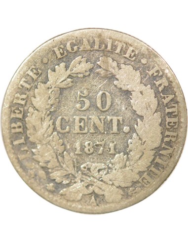 IIIe République 50 centimes Argent 1871 A - Paris