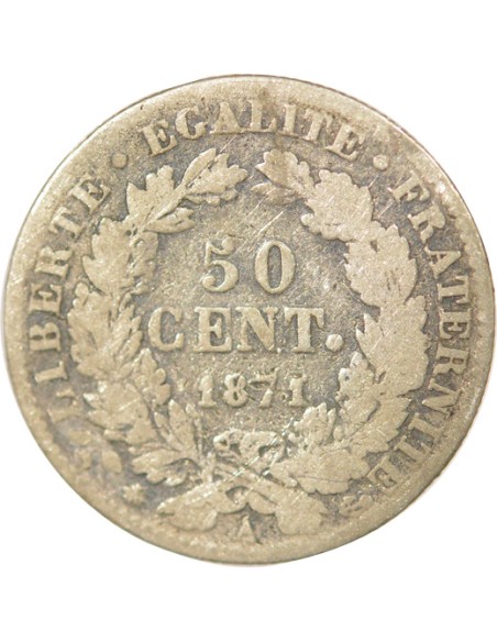 IIIe République 50 centimes Argent 1871 A - Paris