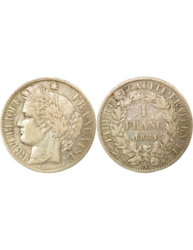 IIIe République 1 franc Argent 1881 A - Paris