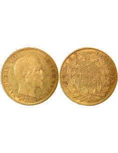 Napoléon III Tête nue 5 francs Or 1857 A - Paris