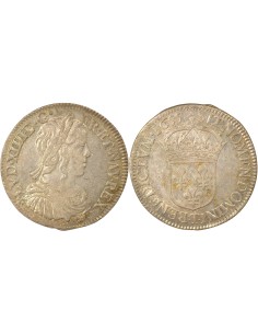 Louis XIV A la Mèche Longue 1/2 ecu Argent 1655 T Nantes