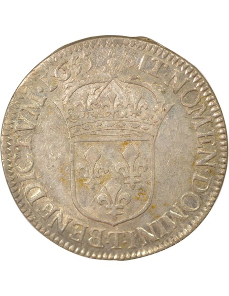 Louis XIV A la Mèche Longue 1/2 ecu Argent 1655 T Nantes