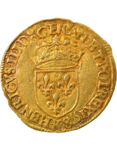 Henri III Au Soleil 1 ecu d'or Or 1578 K Bordeaux