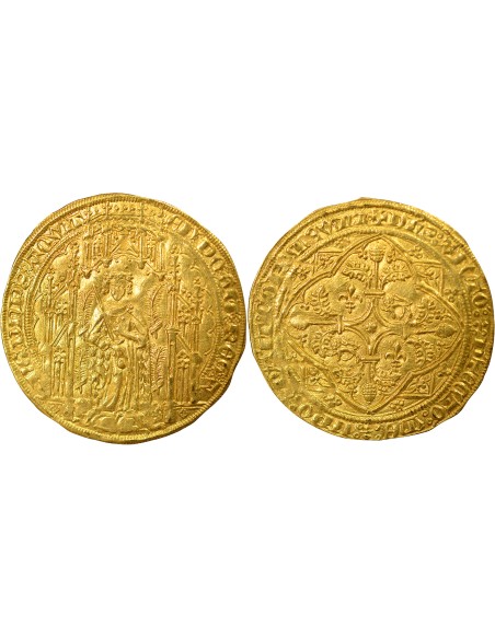 Edouard dit le Prince Noir 1 pavillon d'or Or 1362-1372 H La Rochelle