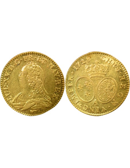 Louis XV Au Buste Habillé 1/2 louis d'or Or 1728 A - Paris