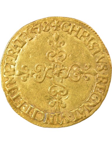 Henri III Au Soleil 1 ecu d'or Or 1578 H La Rochelle