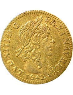 Louis XIII A la Mèche Longue 1/2 louis d'or Or 1642 A - Paris 2