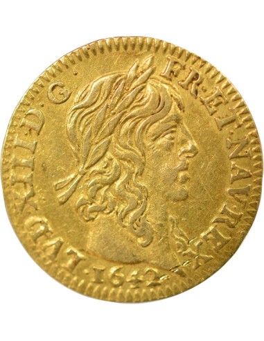 Louis XIII A la Mèche Longue 1/2 louis d'or Or 1642 A - Paris