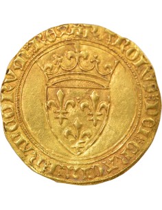 Charles VI 1er Emission 1 ecu d'or à la couronne Or 1385-1388 Montpellier 2