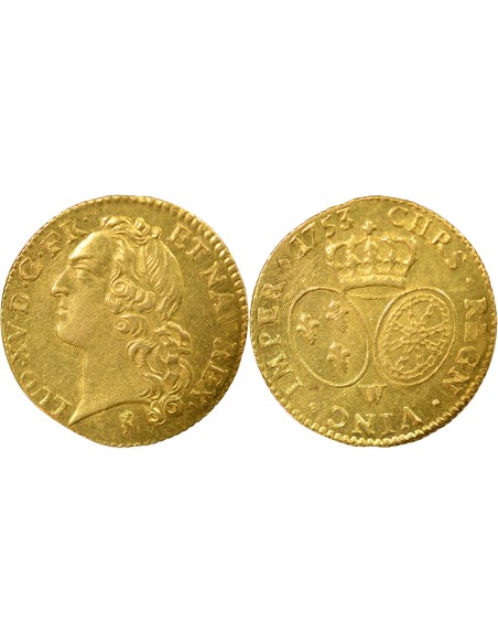 Louis XV Au Bandeau 1 louis d'or Or 1753 W Lille