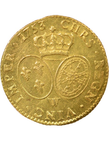 Louis XV Au Bandeau 1 louis d'or Or 1753 W Lille