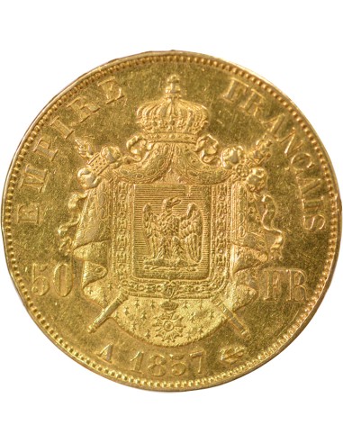 Napoléon III Tête nue 50 francs Or 1857 A - Paris