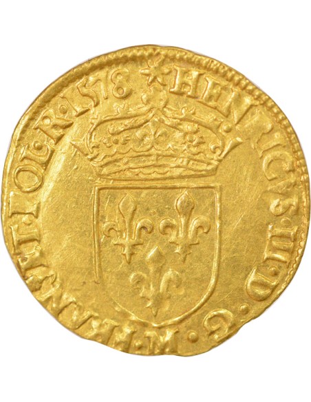 Henri III Au Soleil 1 ecu d'or Or 1578 M Toulouse