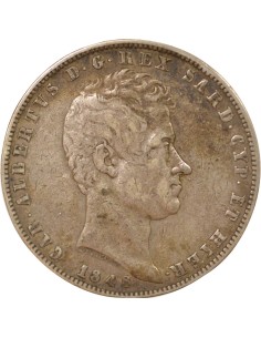 Sardaigne Charles-Albert 5 lire Argent 1848 CL Gênes 2
