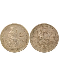 Pérou 1 sol Argent 1875 BF Lima