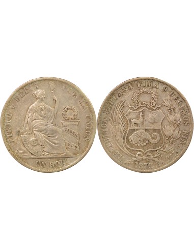 Pérou 1 sol Argent 1875 BF Lima