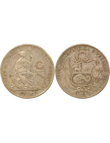 Pérou 1 sol Argent 1875 BF Lima
