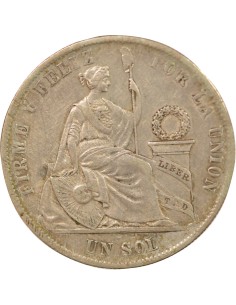 Pérou 1 sol Argent 1875 BF Lima 2