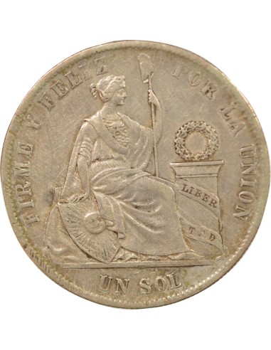 Pérou 1 sol Argent 1875 BF Lima