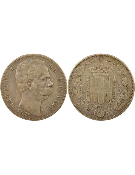 Italie Umberto I d'Italie 5 lire Argent 1879 R Rome