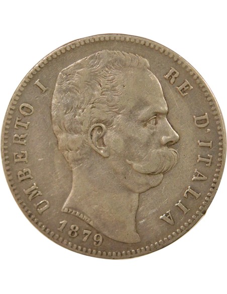 Italie Umberto I d'Italie 5 lire Argent 1879 R Rome