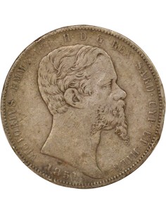 Sardaigne Victor Emmanuel II 5 lire Argent 1851 T Turin 2