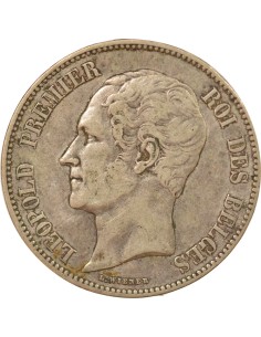 Belgique Léopold Ier Tête nue 5 francs Argent 1851 B. Bruxelles 2
