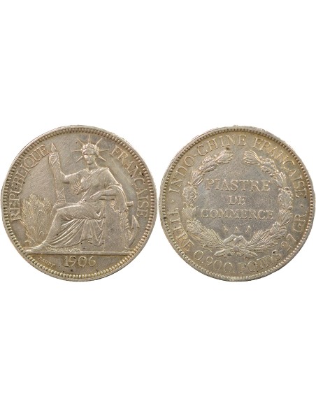 Indo-Chine Fr. Type 2 1 piastre Argent 1906 A - Paris
