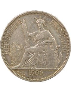 Indo-Chine Fr. Type 2 1 piastre Argent 1906 A - Paris 2