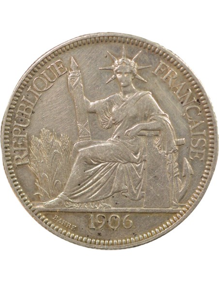Indo-Chine Fr. Type 2 1 piastre Argent 1906 A - Paris