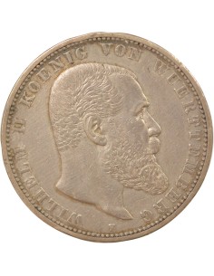 Etats Allemands (Wurtemberg) Guillaume II de Wurtemberg 5 mark Argent 1903 F Stuttgart 2