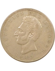 Equateur Antonio José de Sucre 5 sucres Argent 1943 Mo Mexico City 2