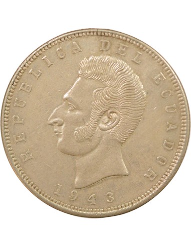 Equateur Antonio José de Sucre 5 sucres Argent 1943 Mo Mexico City