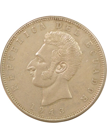 Equateur Antonio José de Sucre 5 sucres Argent 1943 Mo Mexico City