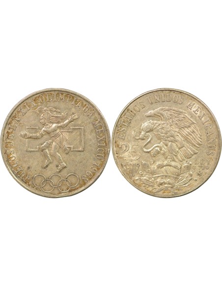 Mexique Jeux Olympiques 25 pesos Argent 1968 Mo Mexico City