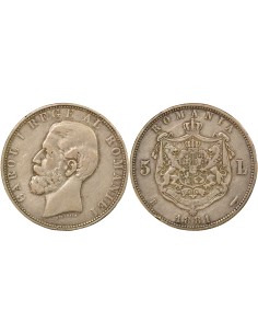 Roumanie Carol I 5 lei Argent 1881 B Bucarest