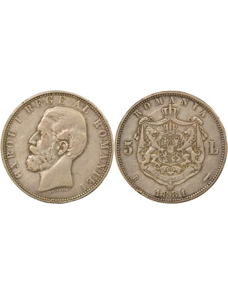 Roumanie Carol I 5 lei Argent 1881 B Bucarest