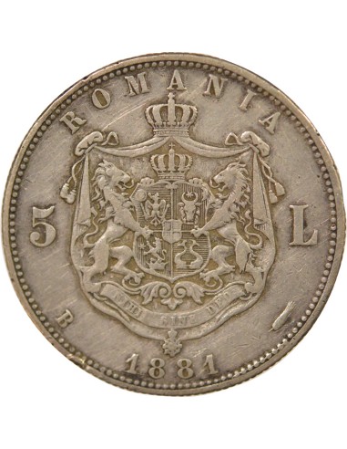 Roumanie Carol I 5 lei Argent 1881 B Bucarest