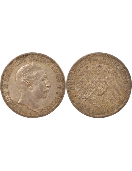 Prusse Guillaume II de Prusse 5 mark Argent 1907 A Berlin