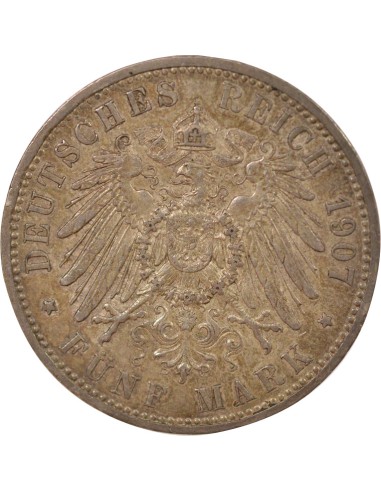 Prusse Guillaume II de Prusse 5 mark Argent 1907 A Berlin