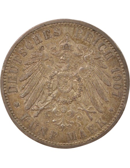 Prusse Guillaume II de Prusse 5 mark Argent 1907 A Berlin