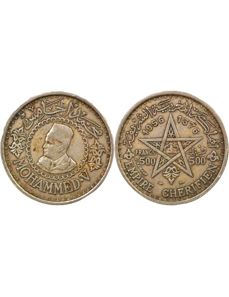 Maroc Mohammed V du Maroc 500 francs Argent 1956 A Paris