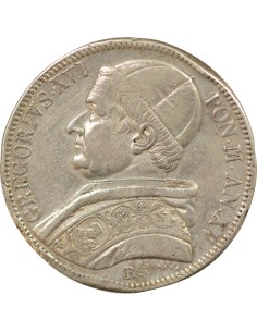 Etat Pontifical Pape Grégoire XVI Type 2 1 scudo Argent 1845 R Rome 2