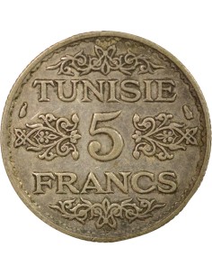 Tunisie Ahmed II Bey Protectorat 5 francs Argent 1355 AH (1936) A Paris 2